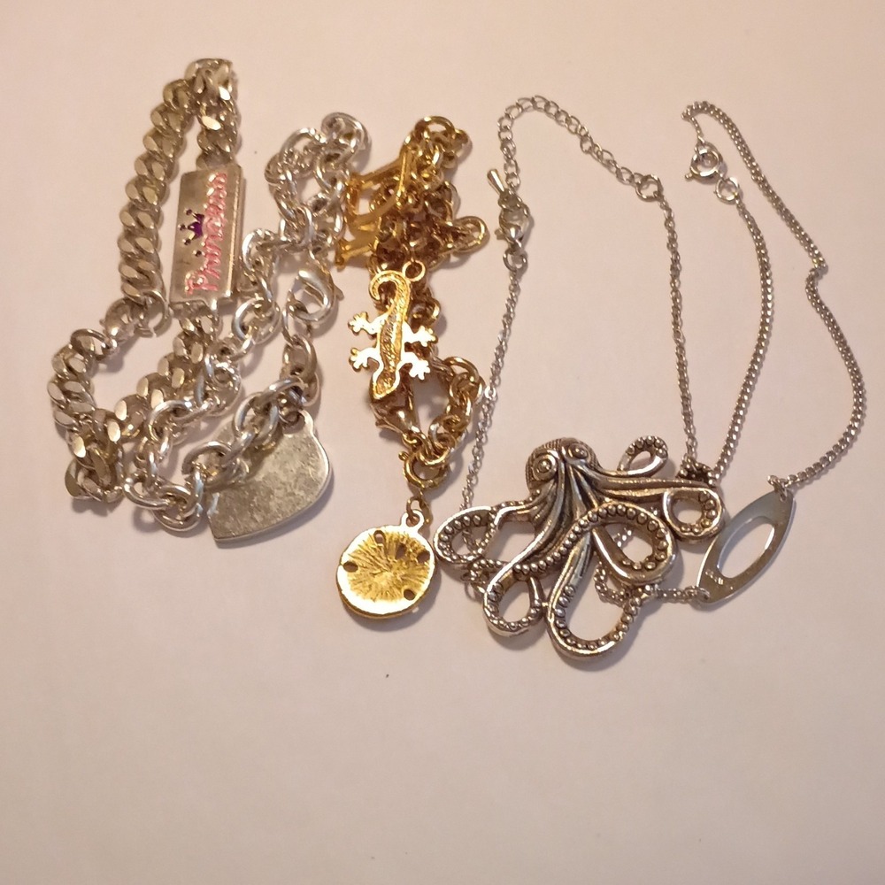 Fashion Jewelry Mixed Lot Silver Gold Tone Bracelets Necklaces Charms